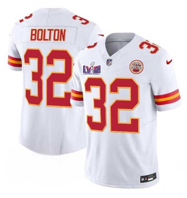 Men & Women & Youth Kansas City Chiefs #32 Nick Bolton White F.U.S.E. Super Bowl LVIII Patch Vapor Untouchable Limited Jersey
